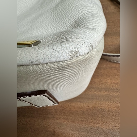 Vintage 90’s The Sak Leather Ivory Floral Lined Adjustable Strap Shoulder Bag - Picture 14 of 15